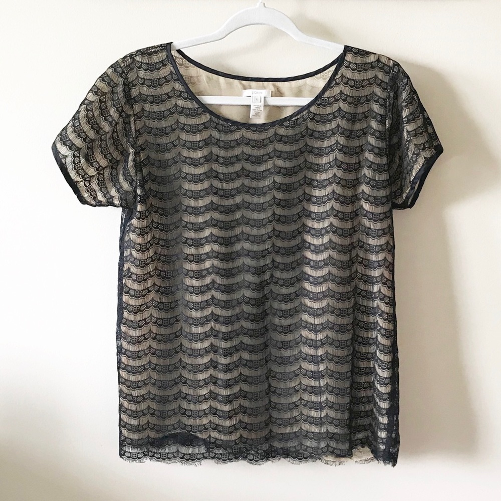 J. Crew Black Lace Blouse // Size XS